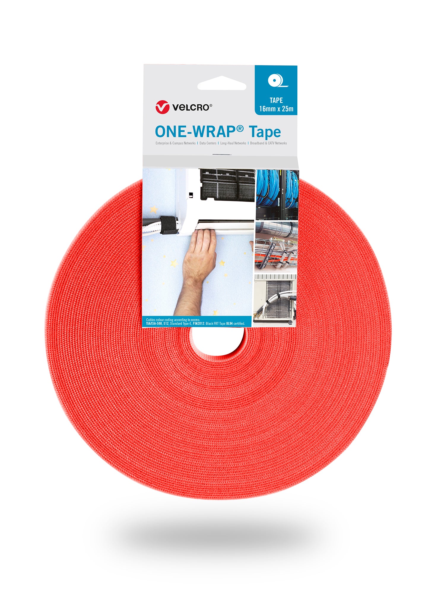 VELCRO® ONE-WRAP® Velcro tape 25m and 10mm wide orange