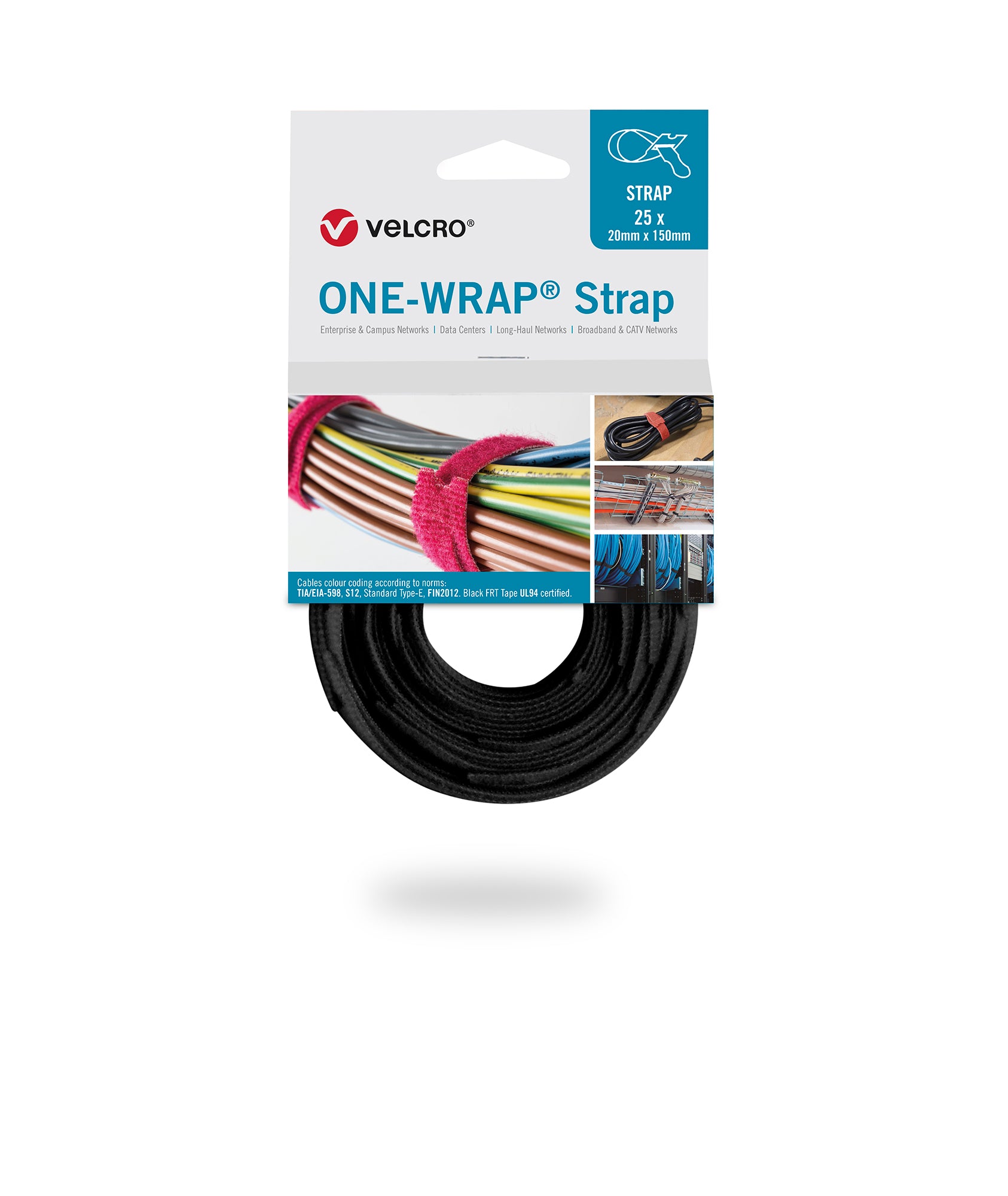 VELCRO® ONE-WRAP® Strap Klett-Kabelbinder 13mm x 200mm 25 Stück schwarz