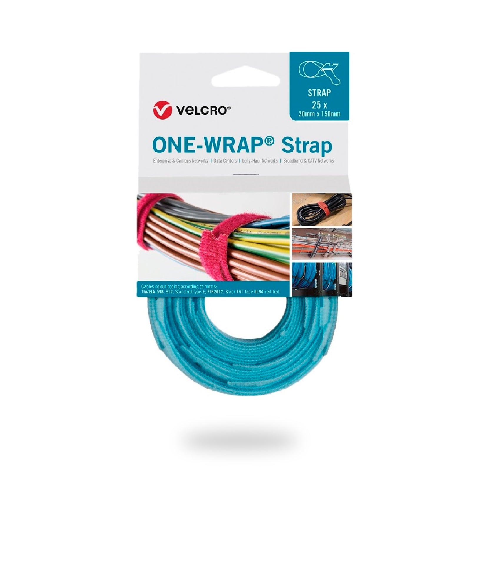 VELCRO® ONE-WRAP® Strap Klett-Kabelbinder 13mm x 200mm 25 Stück türkis