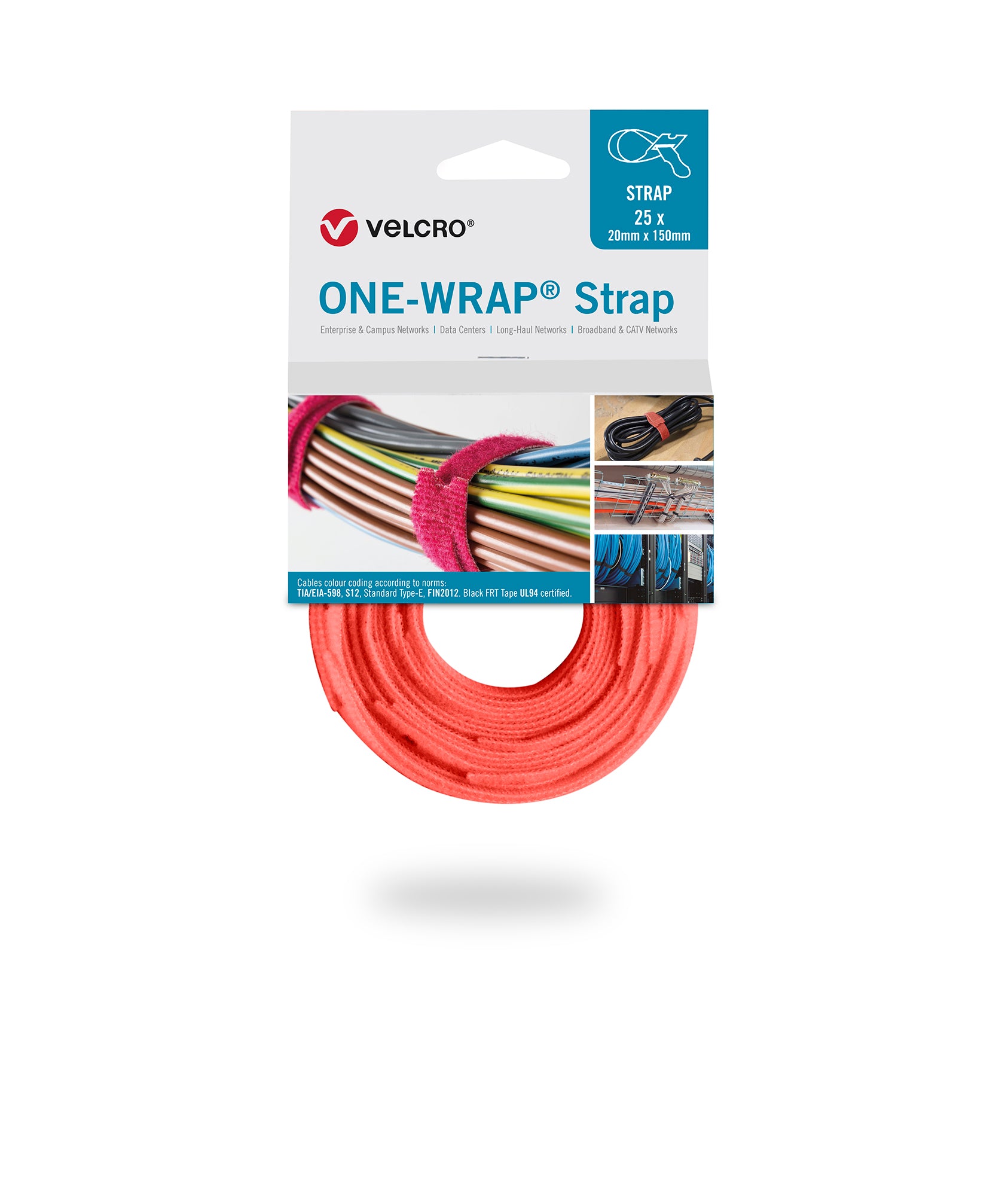 VELCRO® ONE-WRAP® Strap Klett-Kabelbinder 20mm x 150mm 25 Stück orange