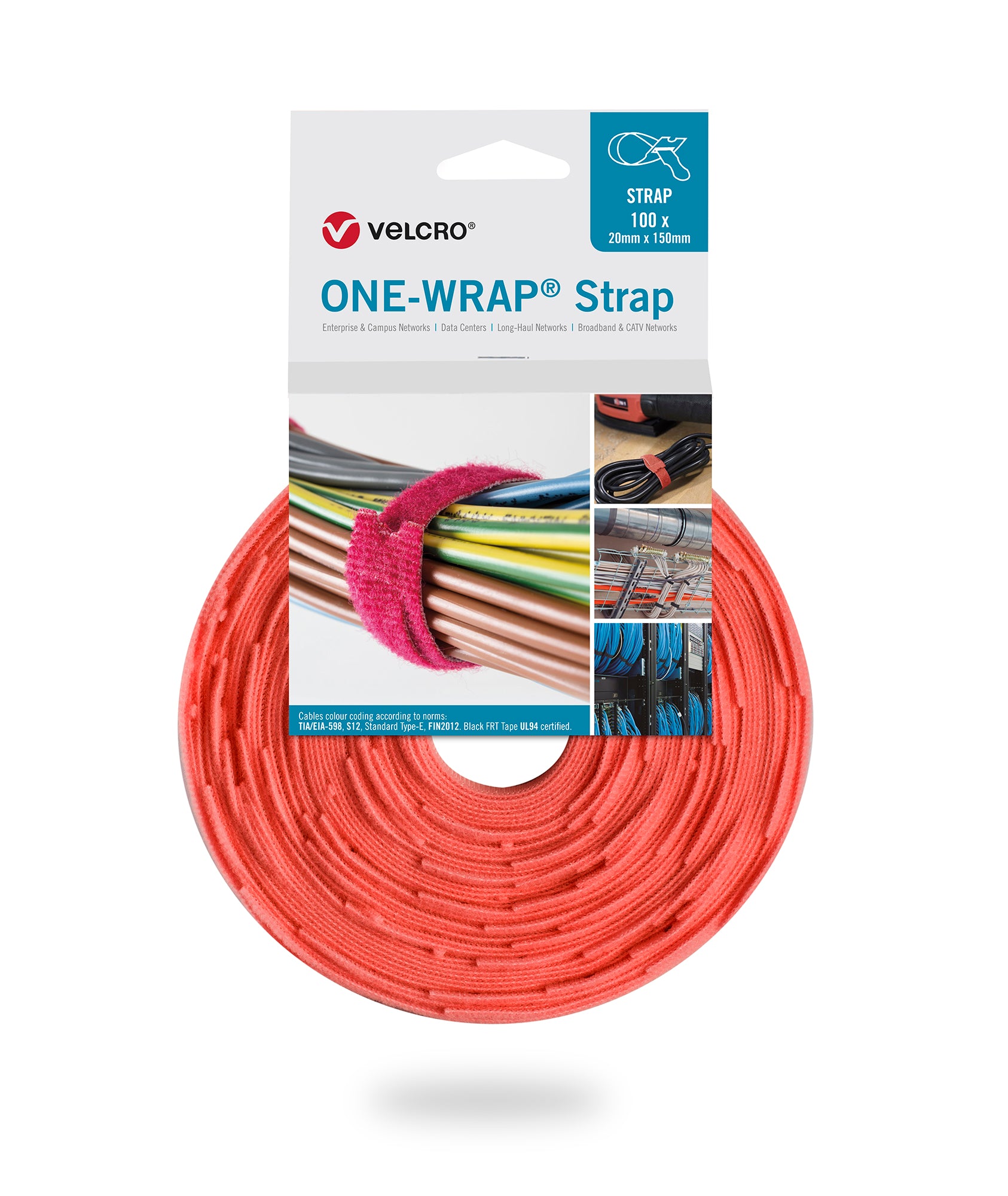 VELCRO® ONE-WRAP® Strap Velcro cable ties 20mm x 200mm 100 pieces orange
