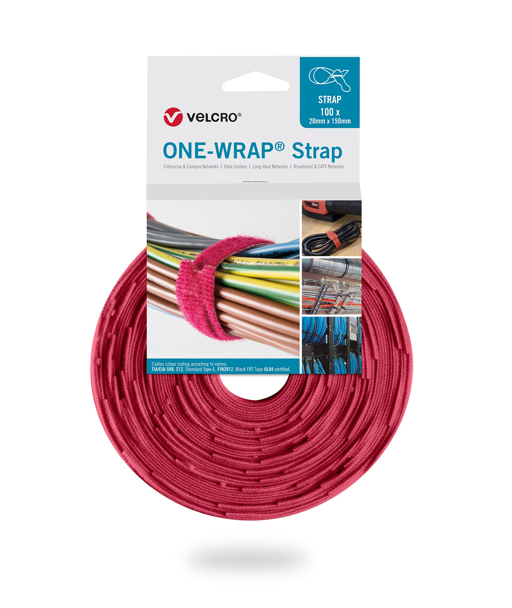 VELCRO® ONE-WRAP® Strap Velcro cable ties 20mm x 330mm 100 pieces red