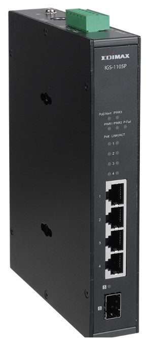 Edimax IGS-1105P Industrial 5-Port Gigabit PoE+ DIN-RAIL 1 SFP Port