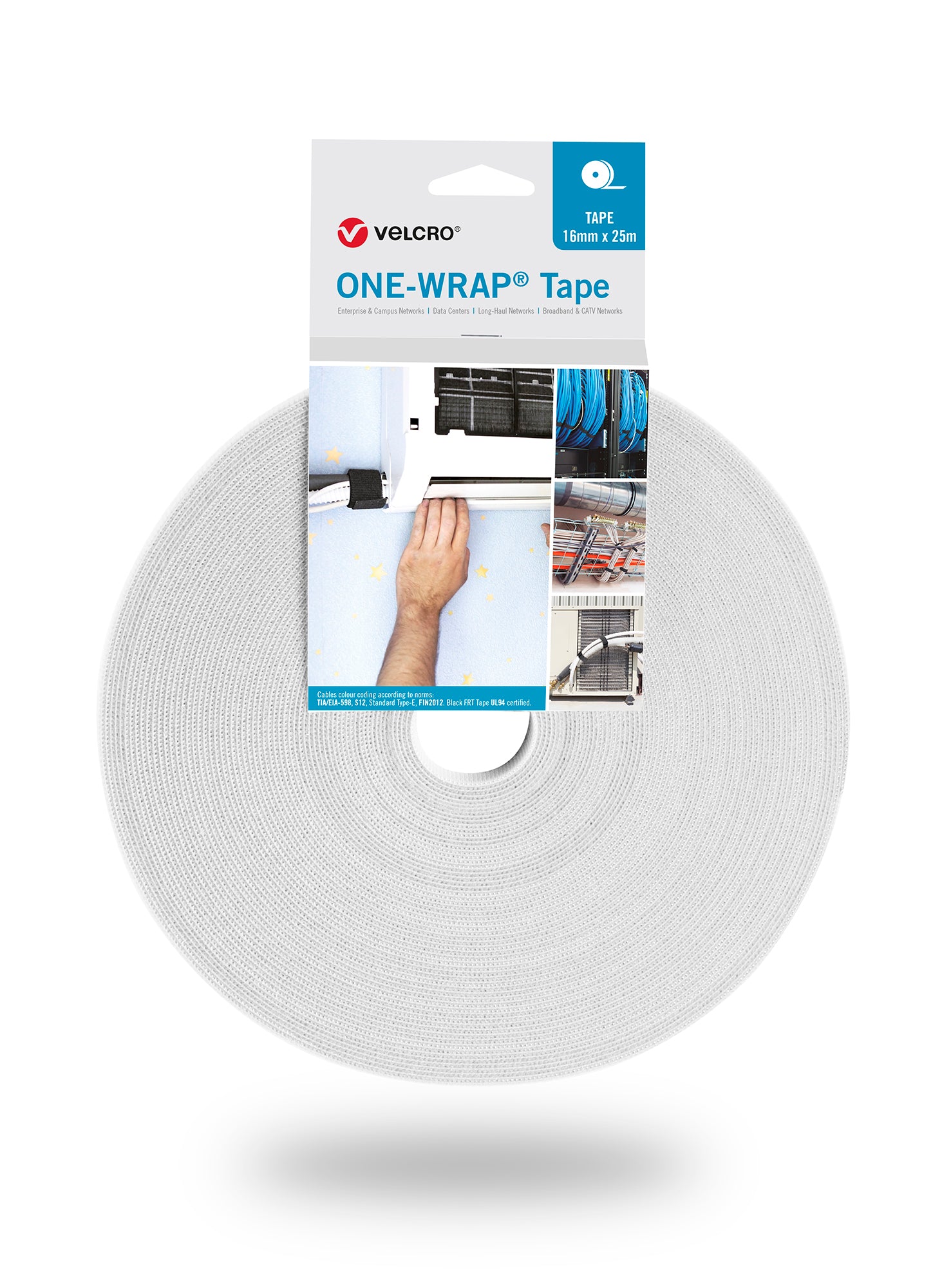 VELCRO® One Wrap® Velcro tape 25m and 10mm wide white