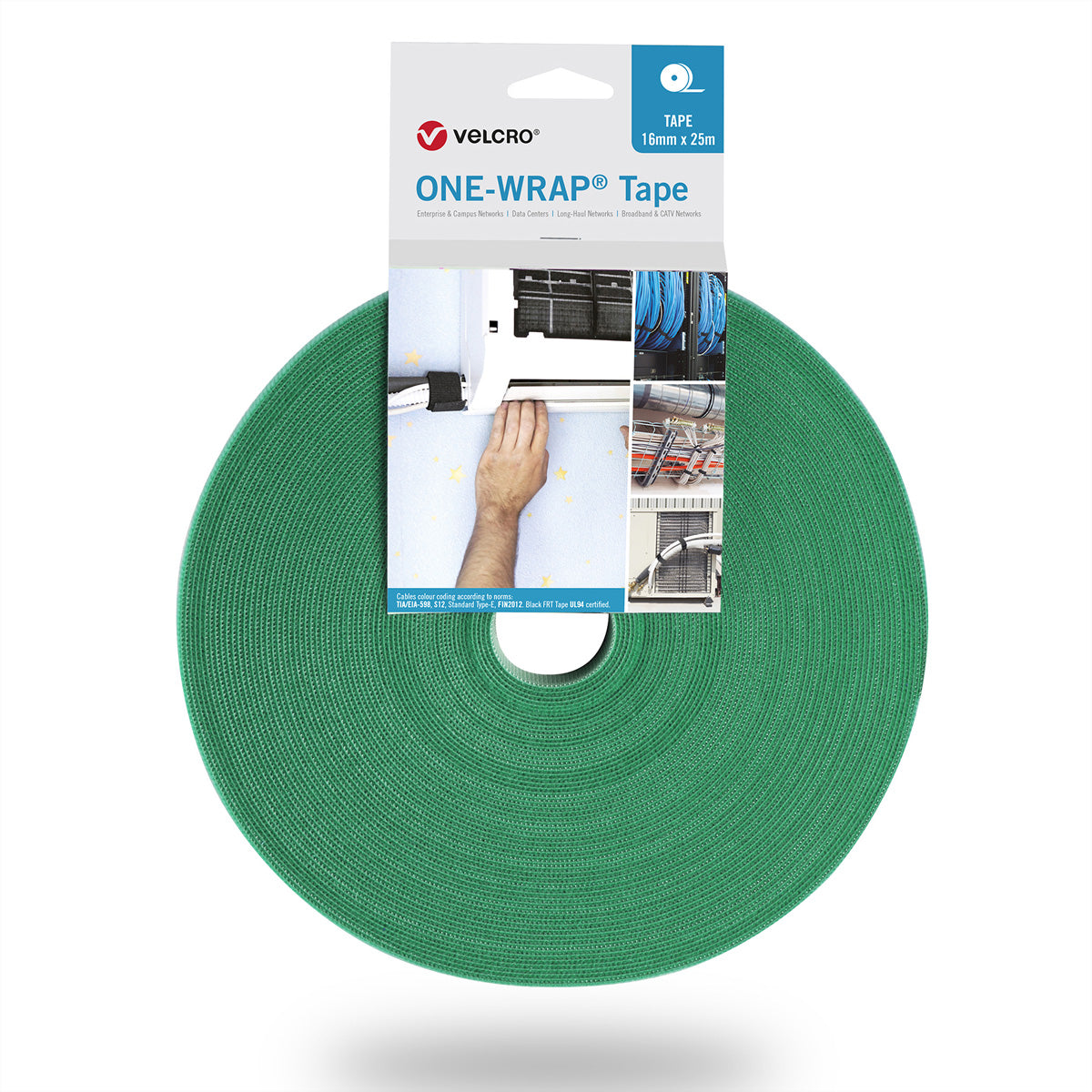 VELCRO® One Wrap® Velcro tape 25m and 16mm wide green