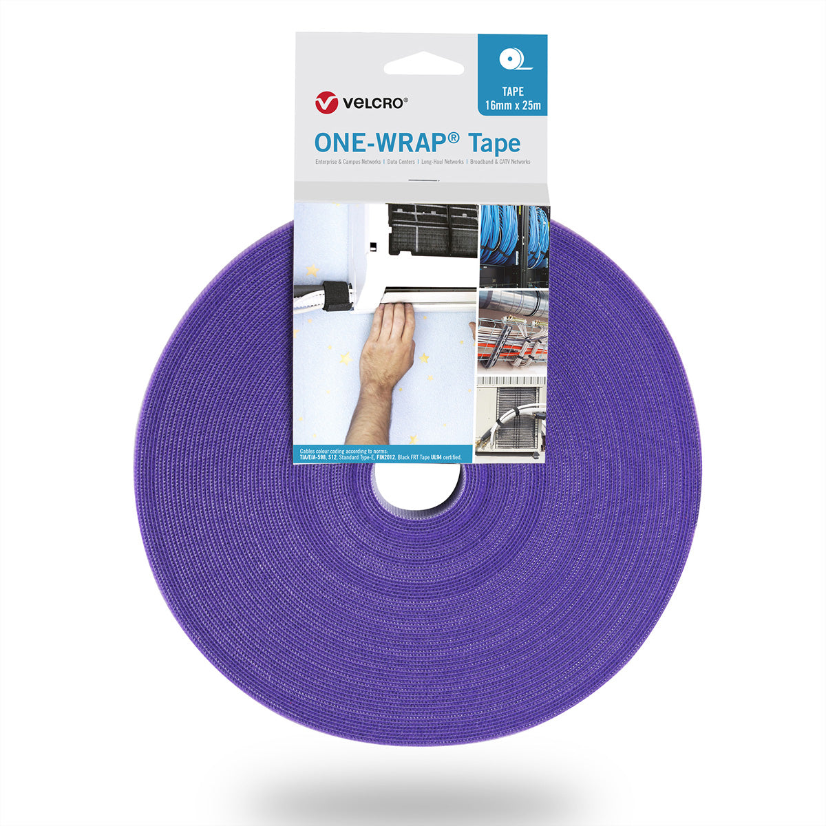 VELCRO® One Wrap® Velcro tape 25m and 16mm wide purple