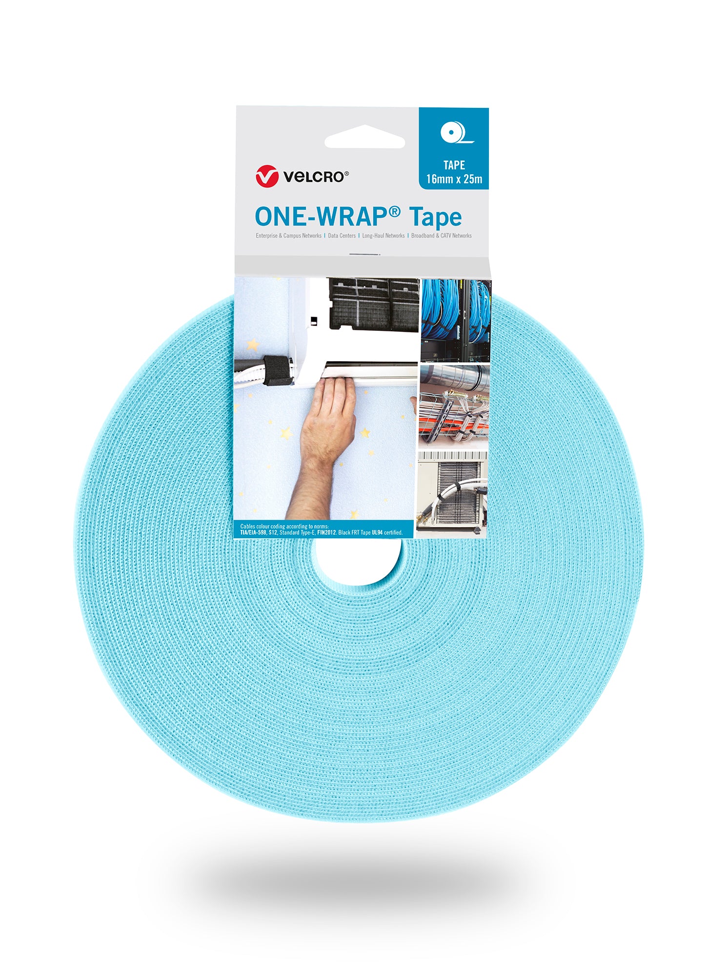VELCRO® One Wrap® Velcro tape 25m and 16mm wide aqua
