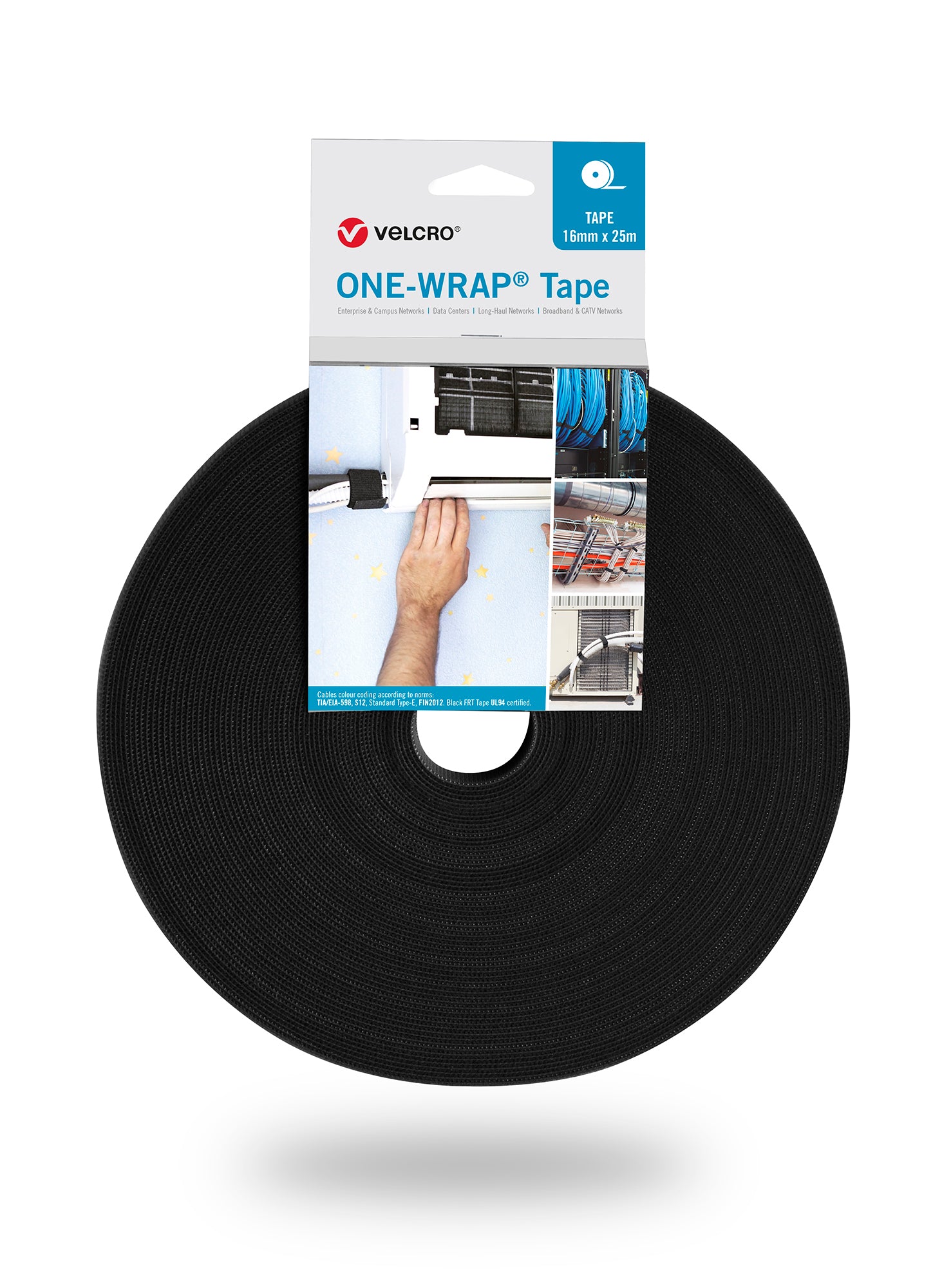 VELCRO® One Wrap® Velcro tape 25m and 25mm wide black FRT
