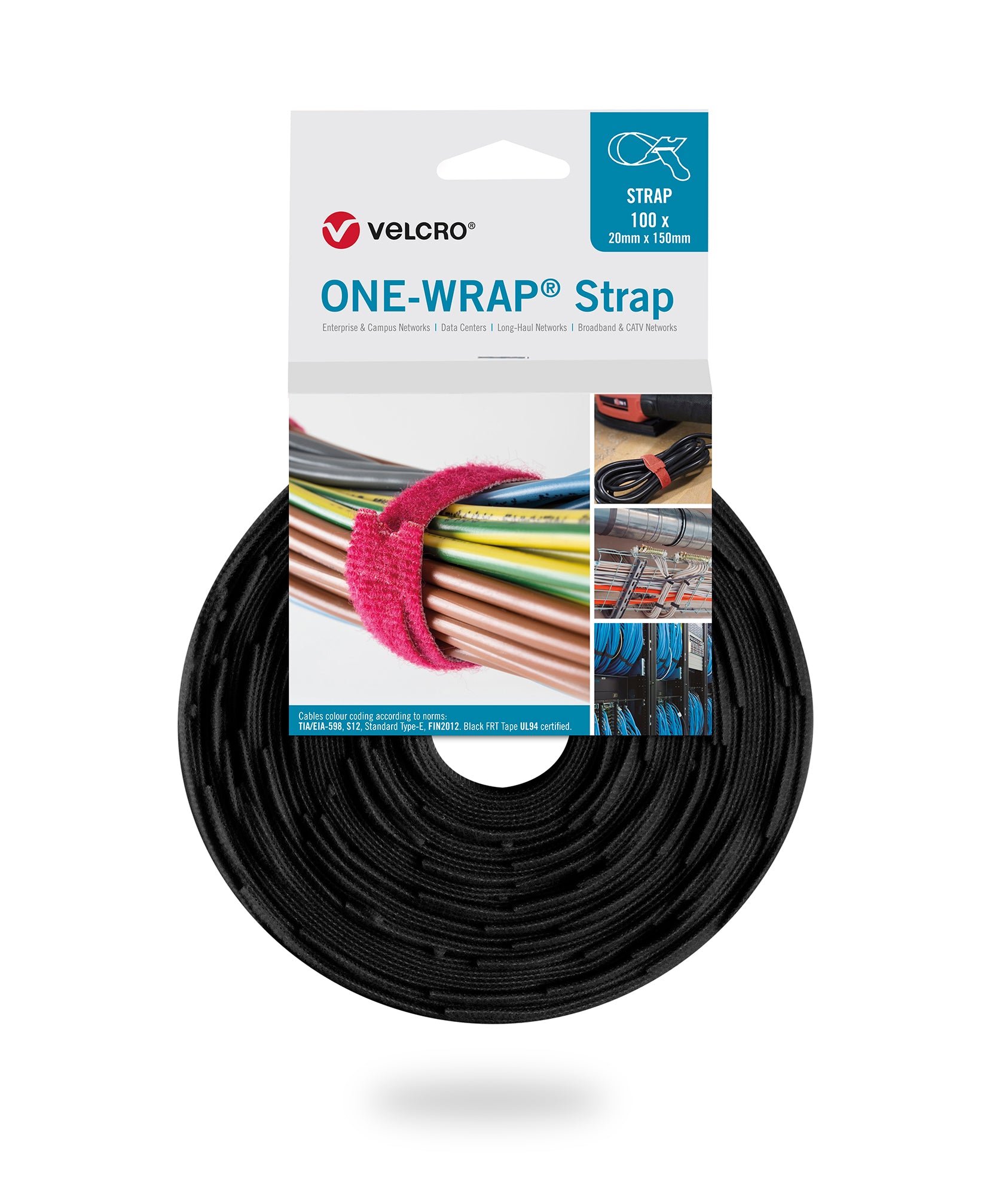VELCRO® One Wrap® Strap Velcro cable ties 20mm x 230mm 100 pieces black FRT