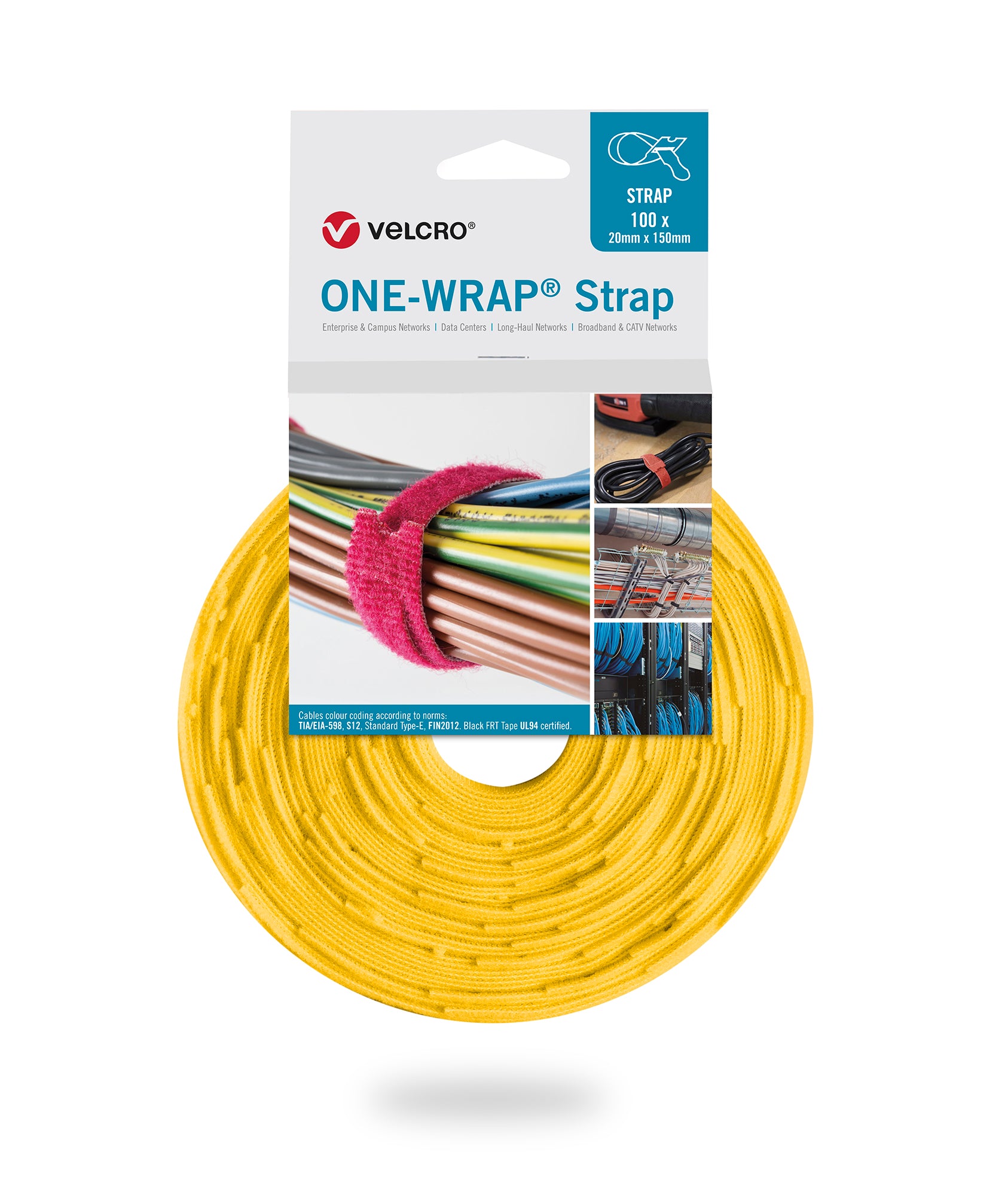 VELCRO® One Wrap® Strap Velcro cable ties 20mm x 330mm 100 pieces yellow