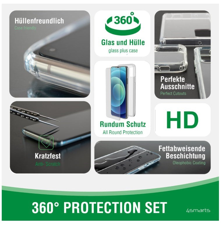 4smarts 360° Starter Set X-Pro Clear Glas,Montagerahmen+Clear Hülle iPhone 14Pro