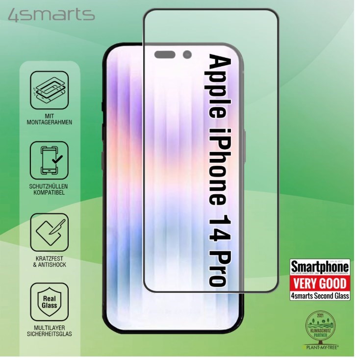 4smarts Second Glass X-Pro Full Cover mit Montagerahmen für Apple iPhone 14 Pro