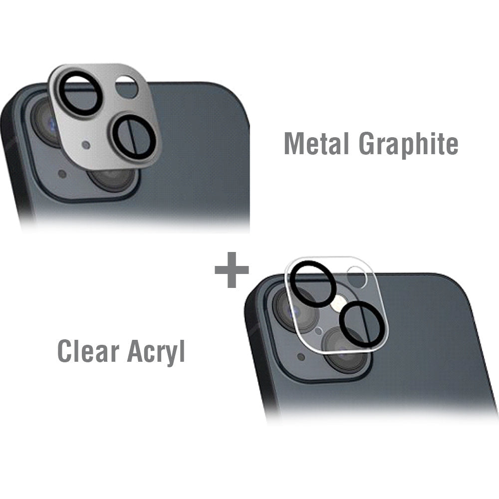 4smarts StyleGlass camera iPhone 14 / 14 Plus set of 2 metal graphite + clear
