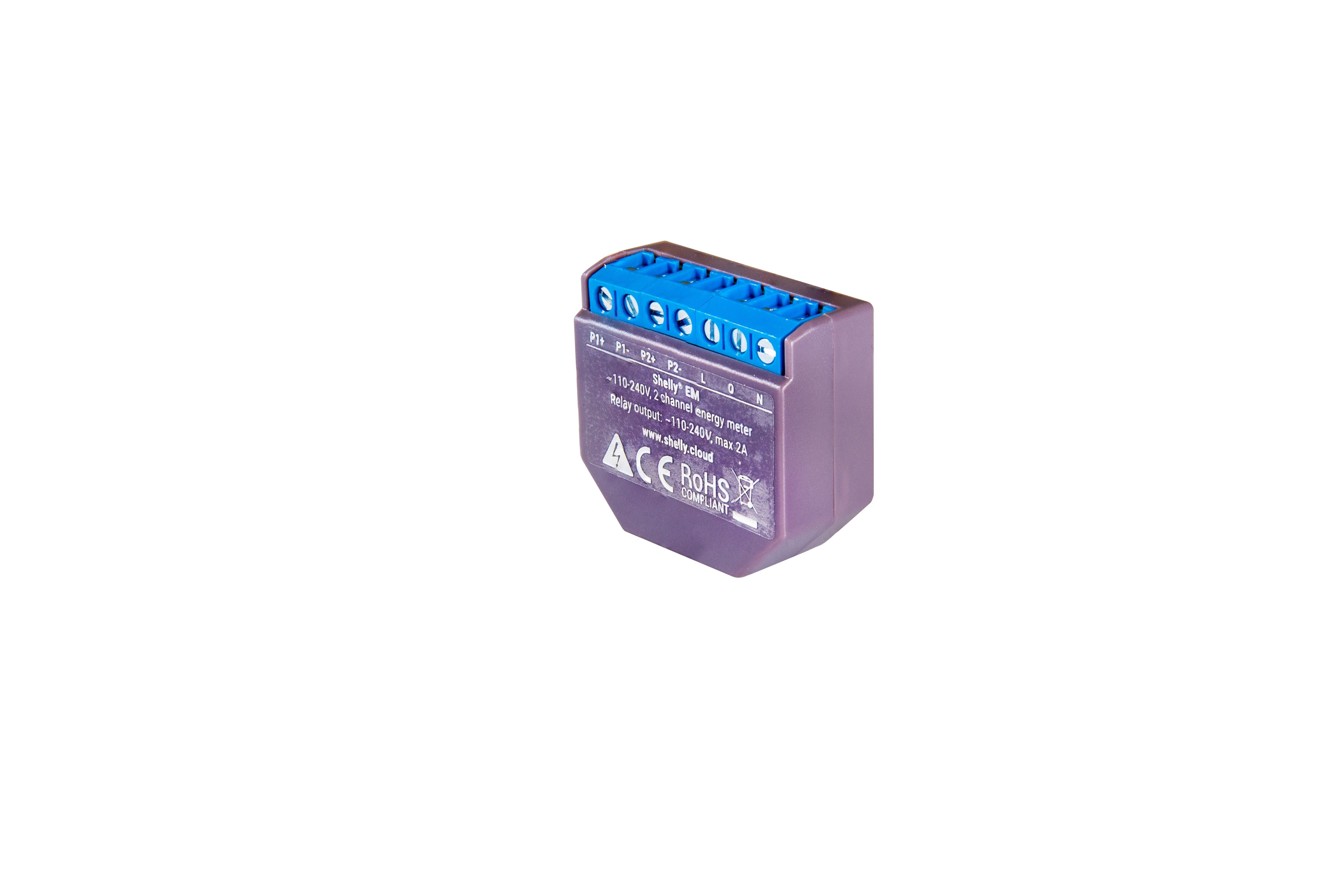 Shelly EM - Relay - WLAN electricity meter - Without terminals - Measuring function up to 2x 120A