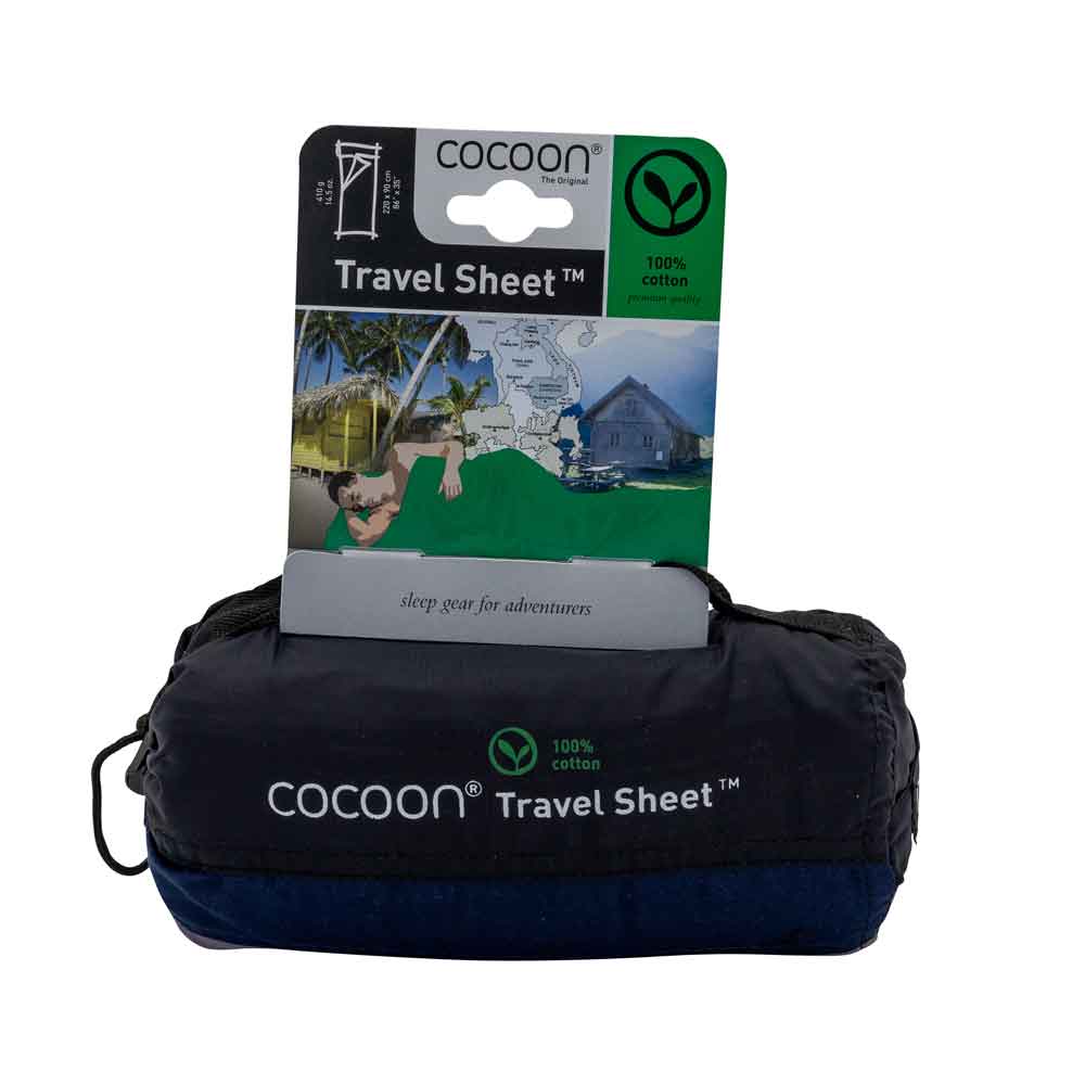 Cocoon lightweight travel sleeping bag, rectangle, 220 x 90 cm, 100% cotton, tuareg /