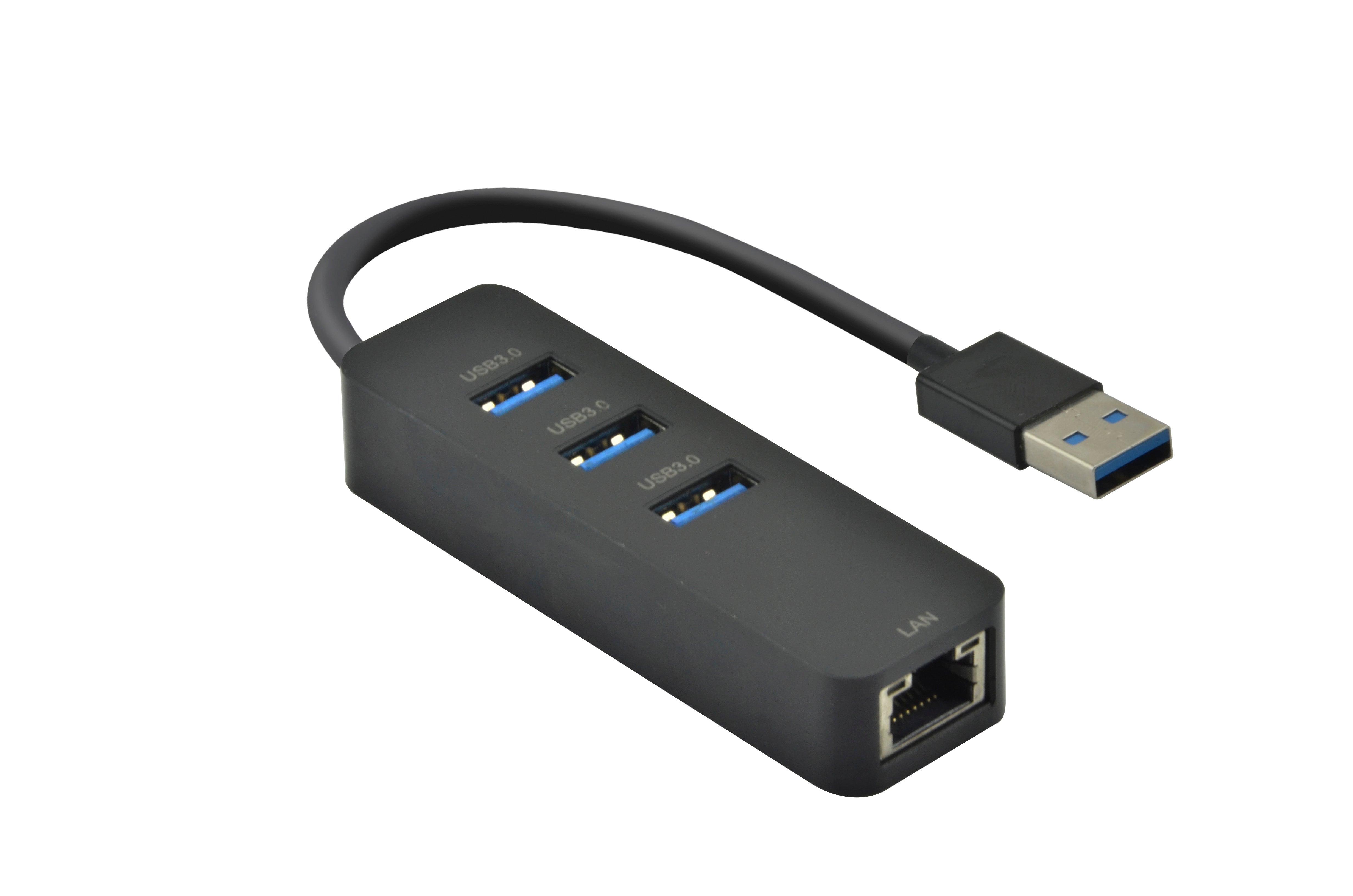 Helos HUB, USB-A 3.2 pcs. /3x USB-A 3.2+RJ45 Gigabit Ethernet, black