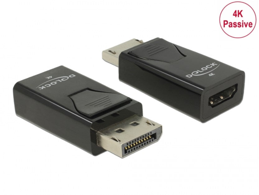 Delock Adapter DisplayPort 1.2 Stecker zu HDMI Buchse 4K Passiv schwarz