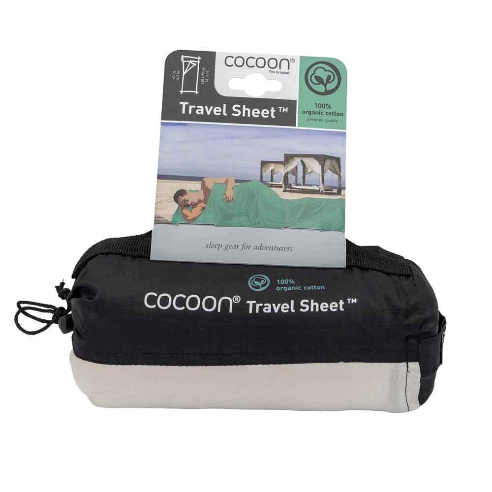 Cocoon lightweight travel sleeping bag, rectangle, 220 x 90 cm, 100% cotton, natural