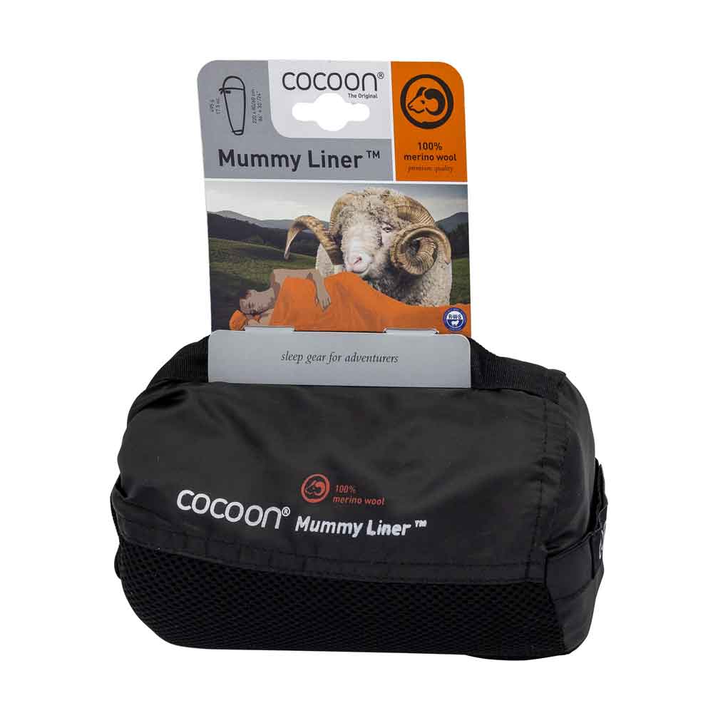 Cocoon travel sleeping bag Merino Wool, 220x80/60 cm, 100% Merino wool black