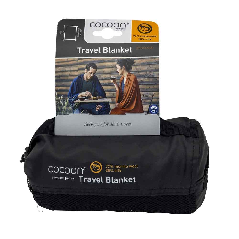 Cocoon Merino wool/silk blanket, 180x140cm, 72% Merino wool/28% silk graphite blue
