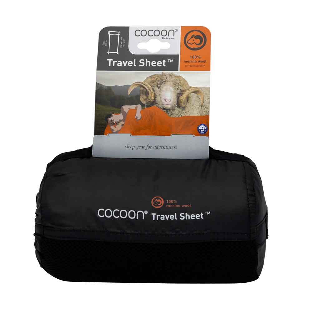 Cocoon Merino Wool TravelSheet, 220x85 cm, black
