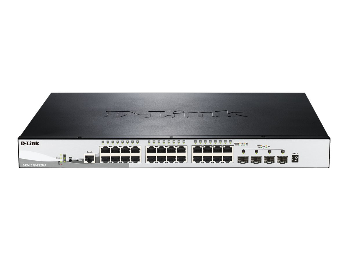 D-Link DGS-1510-28XMP/E 28Port Managed PoE+ Gigabit Stack 4x10G