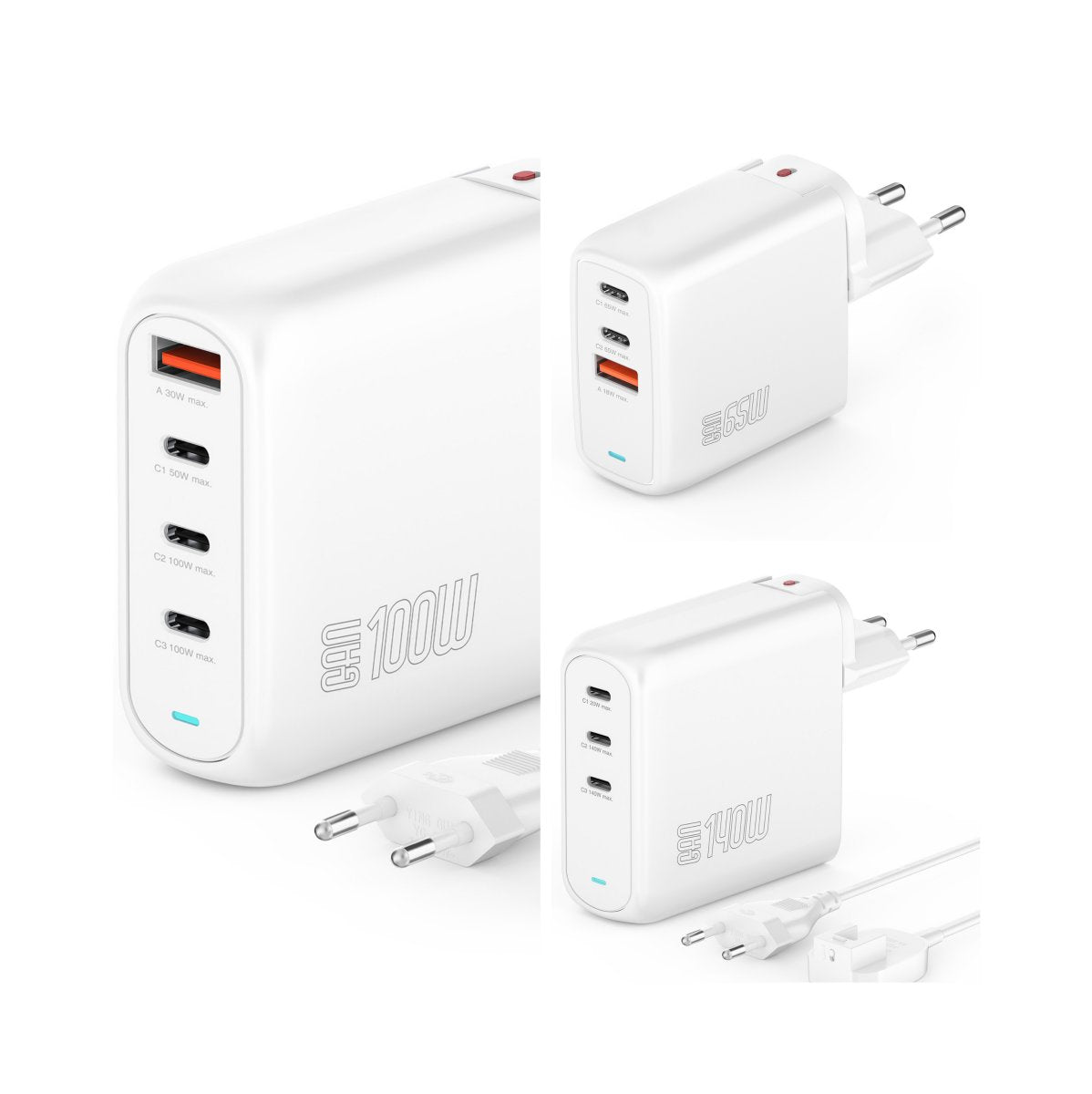 4smarts charger GaN Flex 65W 2 USB-C+1 USB-A white