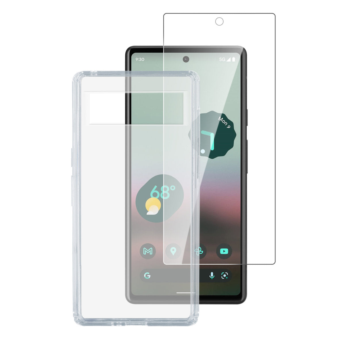 4smarts 360° Starter Set with X-Pro Clear Glass + Clear Case for Google Pixel 6a