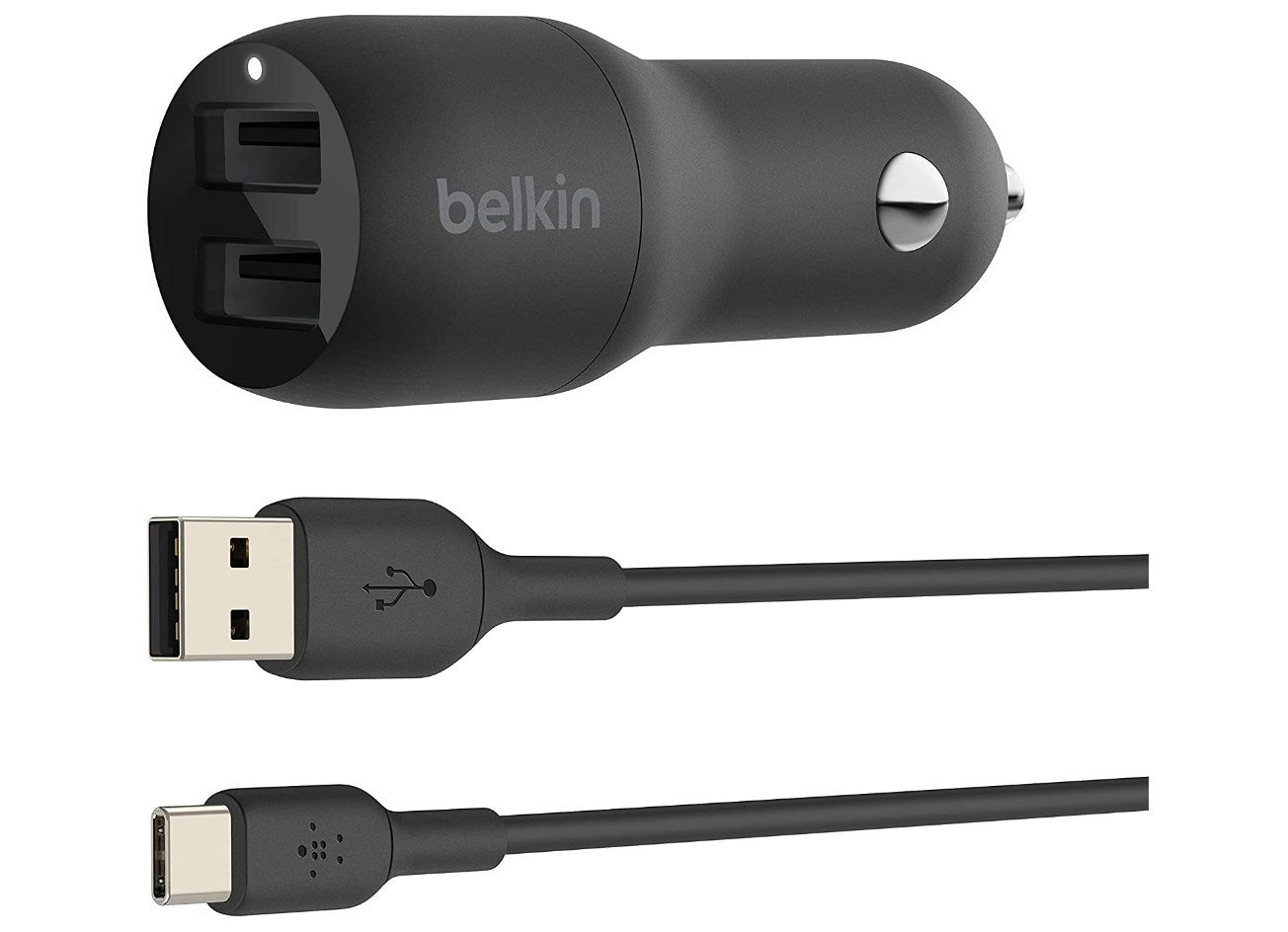 Belkin Boost Charge Dual-Port USB-A Car Charger (24W) + USB-A/USB