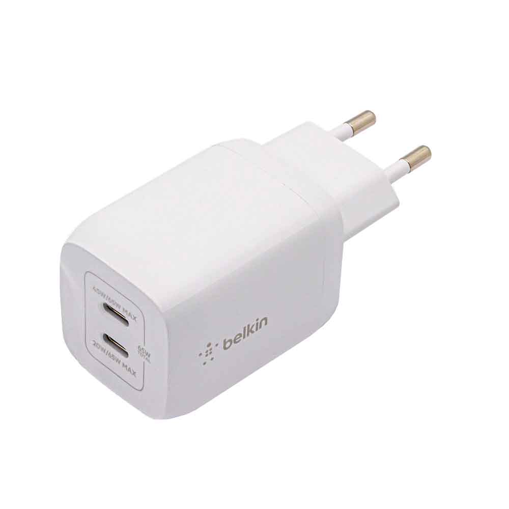 Belkin Boost Charge Pro USB-C GaN Charger, 2-Port, PPS (65W) – White
