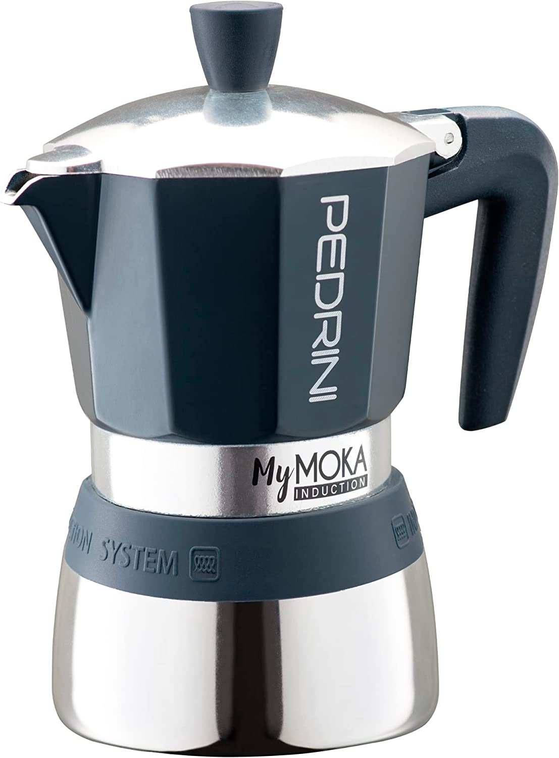 Pedrini - MyMoka Aluminium Edelstahl Induktion poliert / dunkelblau 6 Tassen