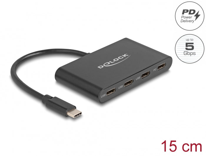 Delock USB 3.2 Gen 1 USB Type-C™ Hub with 3 x USB Type-C™ socket +