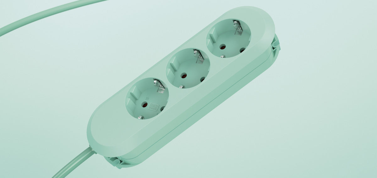 Bachmann Steckdosenleiste SMART 3-fach, Mint Green, 1,5m, ohne Schalter