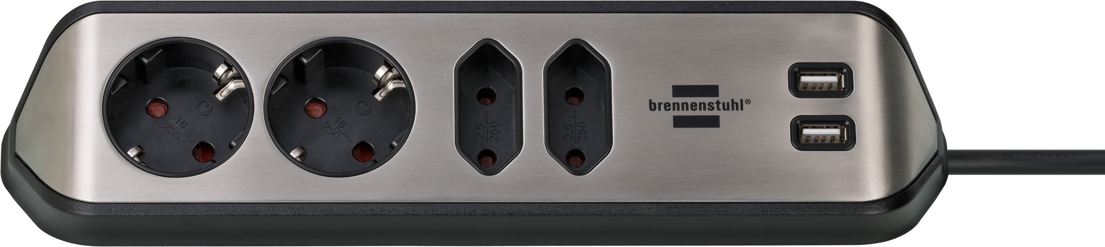 Brennenstuhl estilo corner power strip with USB charging function 4-way