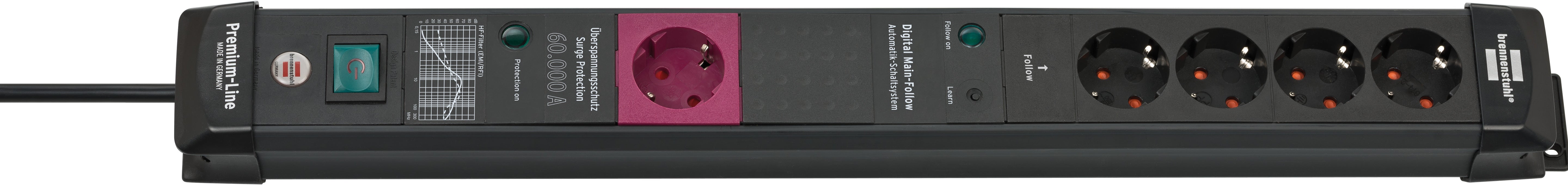 Brennenstuhl ÜSS 60,000A Premium-Line 5-way automatic power strip