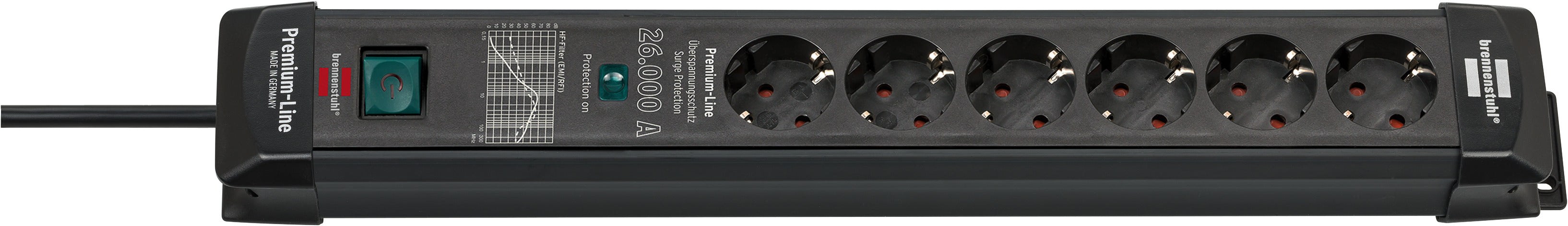Brennenstuhl ÜSS 26.000A Premium-Line 6-way black 1.8m