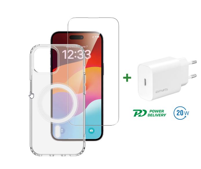 4smarts 3in1 Premium Starter Set for Apple iPhone 15 Plus MagSafe compatible