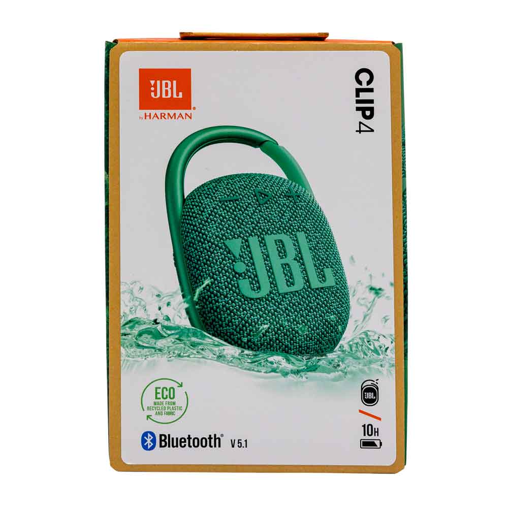 JBL Clip 4 Eco Bluetooth speaker made from recycled material in green
