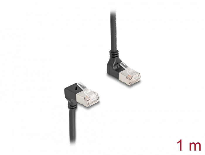 Delock RJ45 network cable Cat.6A S/FTP Slim 90° up / down angled 1 m