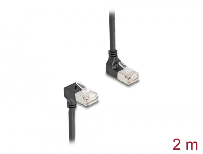 Delock RJ45 network cable Cat.6A S/FTP Slim 90° up / down angled 2 m