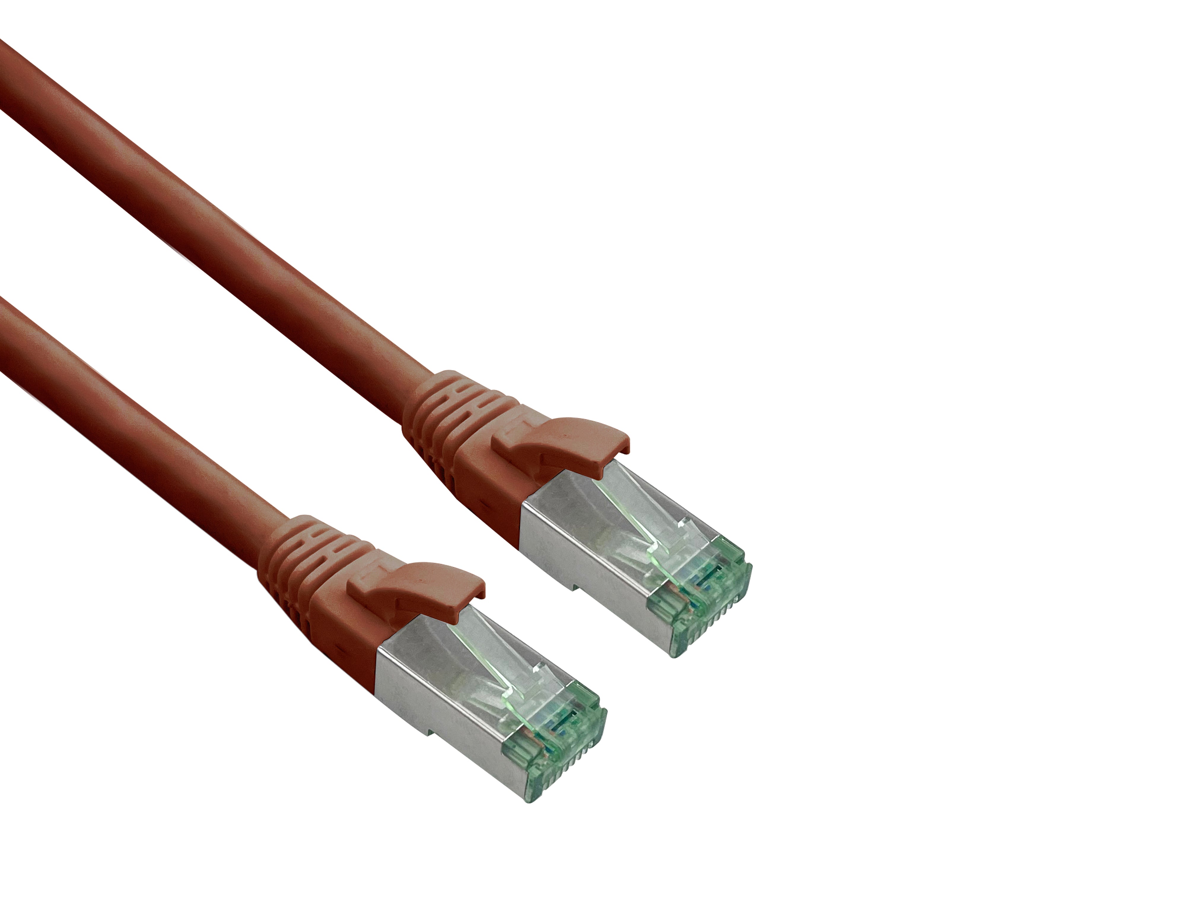 Helos GRS certified Cat 6a patch cable with Cat 7 raw cable TPE brown 30.0m