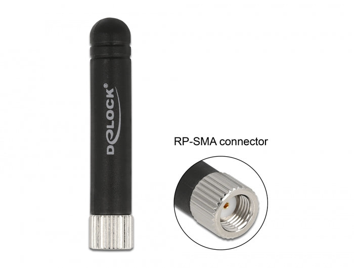 Delock WLAN 802.11 b/g/n antenna RP-SMA plug 1.7 - 3.7 dBi black