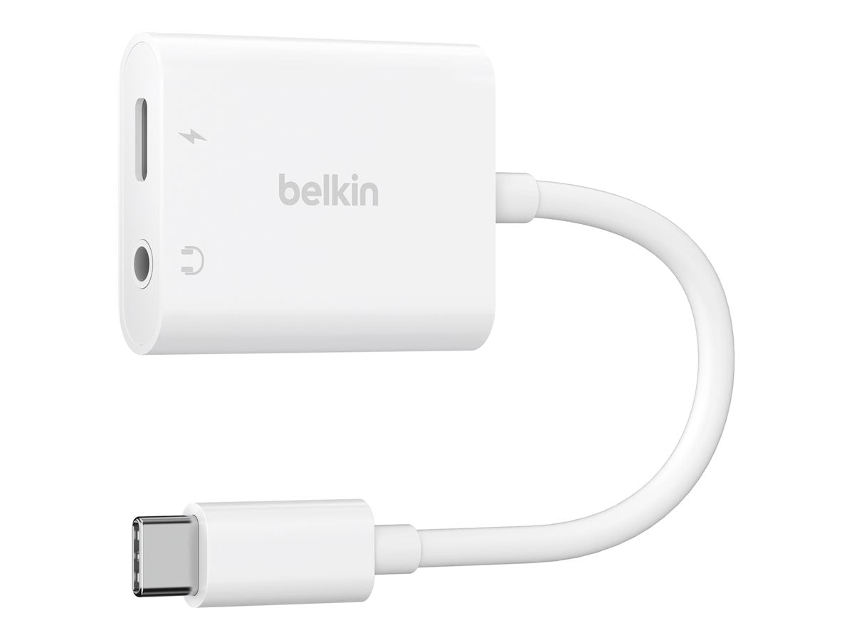 Belkin RockStar 3.5mm Audio Jack and USB-C Charging Adapter - White
