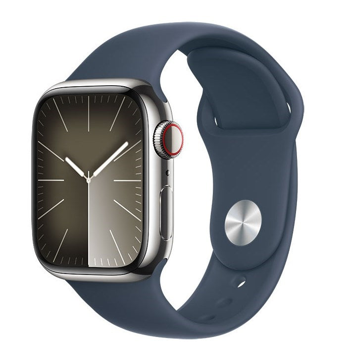 Apple Watch S9 Stainless Steel Cellular 41mm Silver (Storm Blue Sport Band) M/L