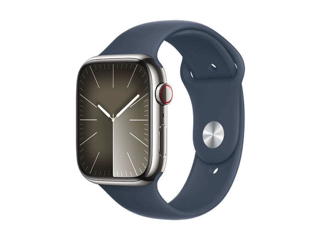 Apple Watch S9 Stainless Steel Cellular 45mm Silver (Storm Blue Sport Band) S/M