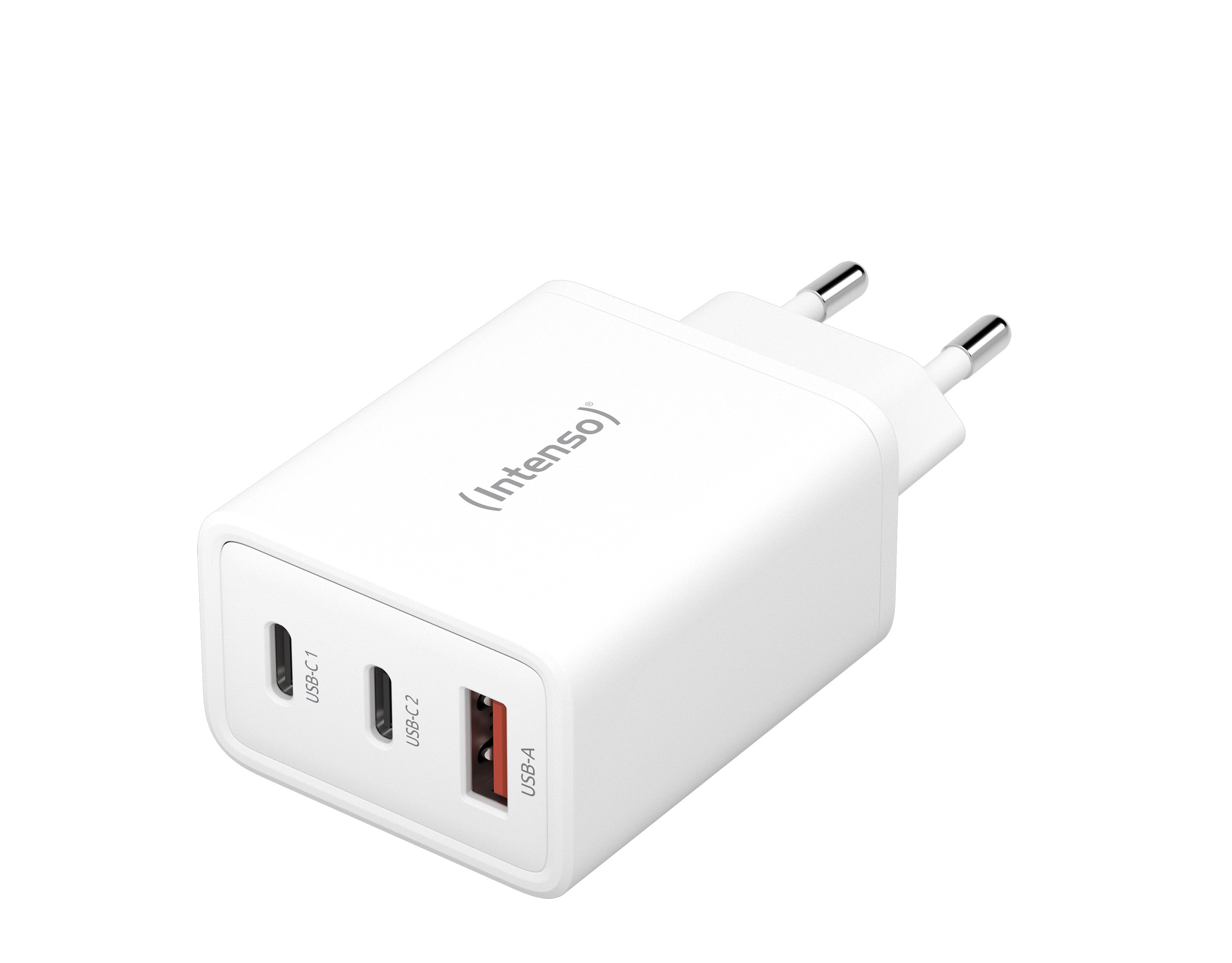 Intenso 1x USB-A + 2x USB-C GAN adapter white
