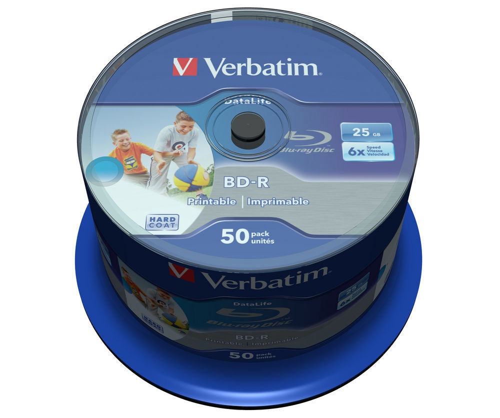 Verbatim BD-R Blu Ray Blanks Single Layer 25GB Data Storage (Pack of 50)