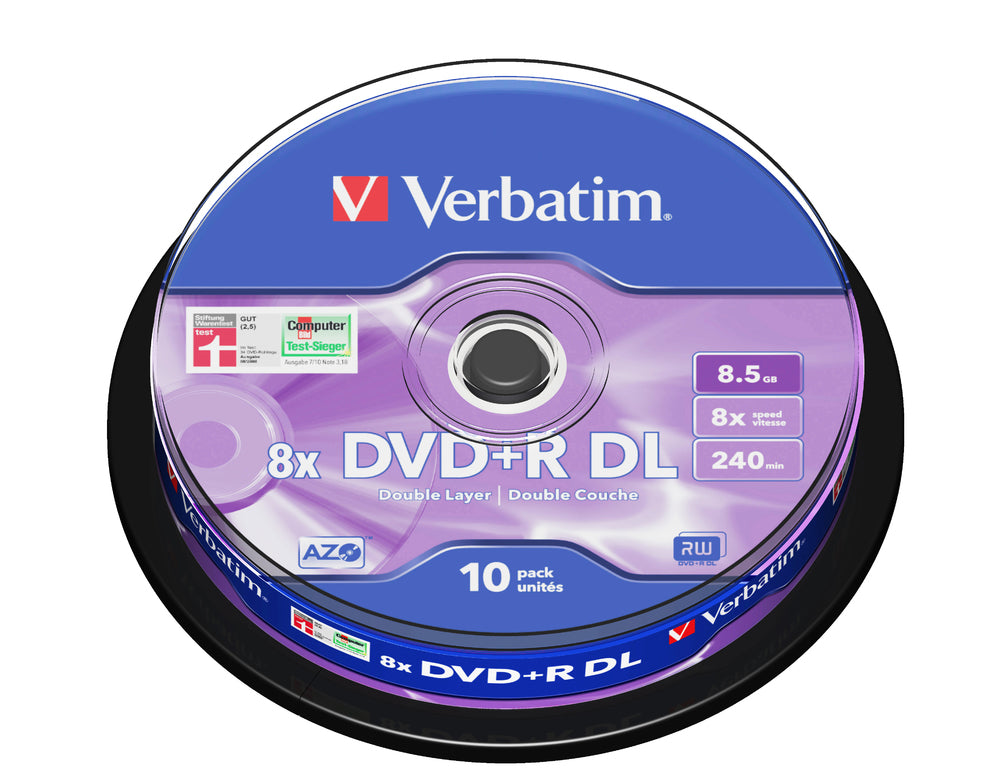 Verbatim DVD+R Blanks Double Layer 8.5GB Data Storage (Pack of 10)