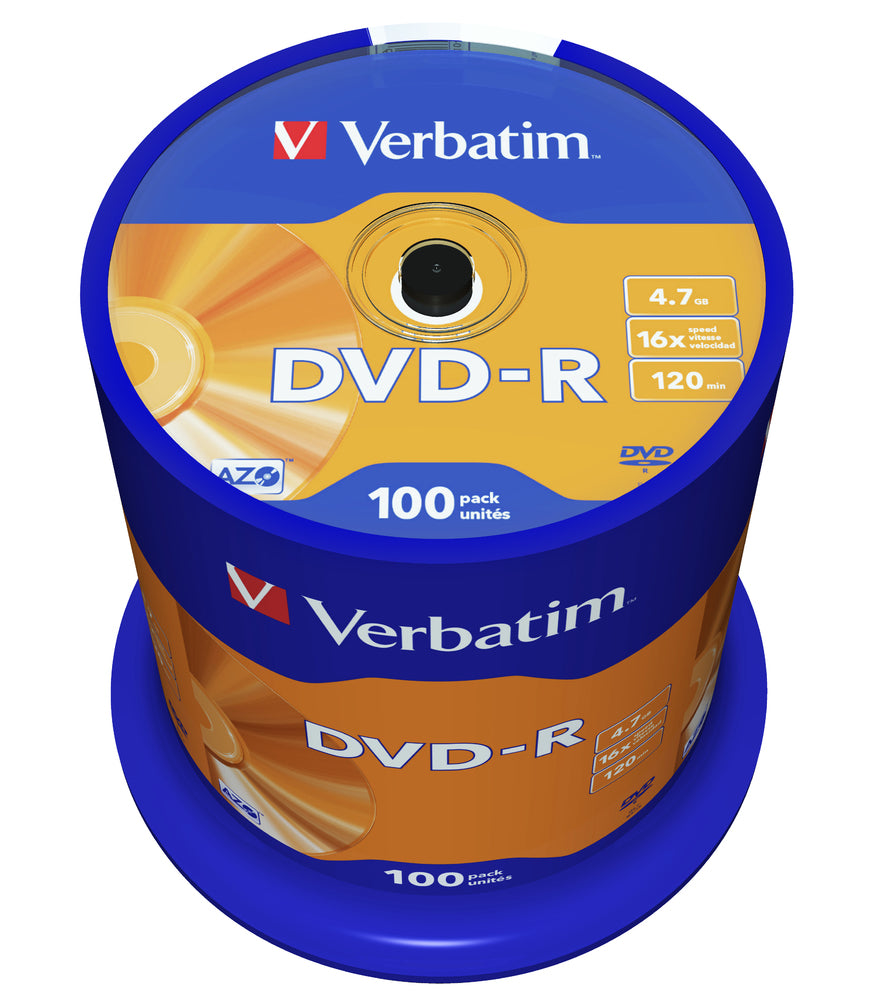 Verbatim DVD-R Blanks AZO 4.7GB Data Storage (Pack of 100)