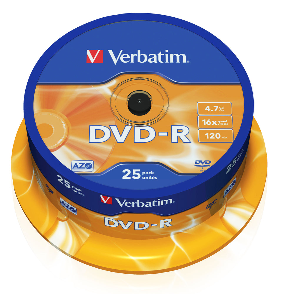 Verbatim DVD-R Blanks AZO 4.7GB Data Storage (Pack of 25)